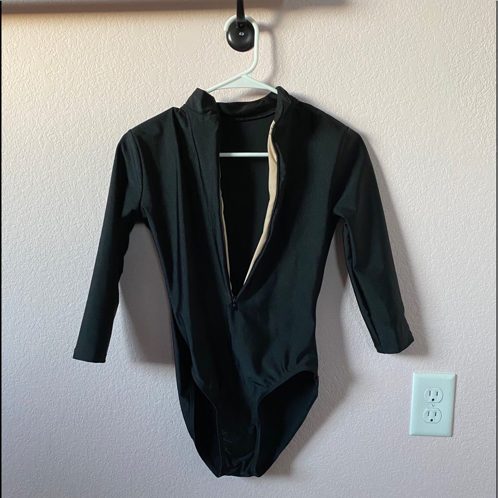 3/4 Sleeve Zip Front Leotard